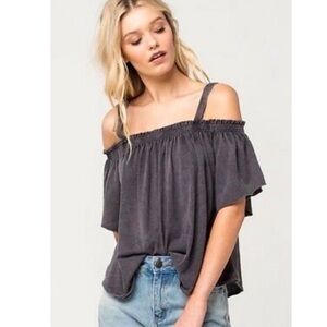 Free People Darling Off-The-Shoulder Top Grey Large